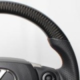 Real Steering Wheel Black Carbon & Orange Leather (Red x Black Euro Stitch)